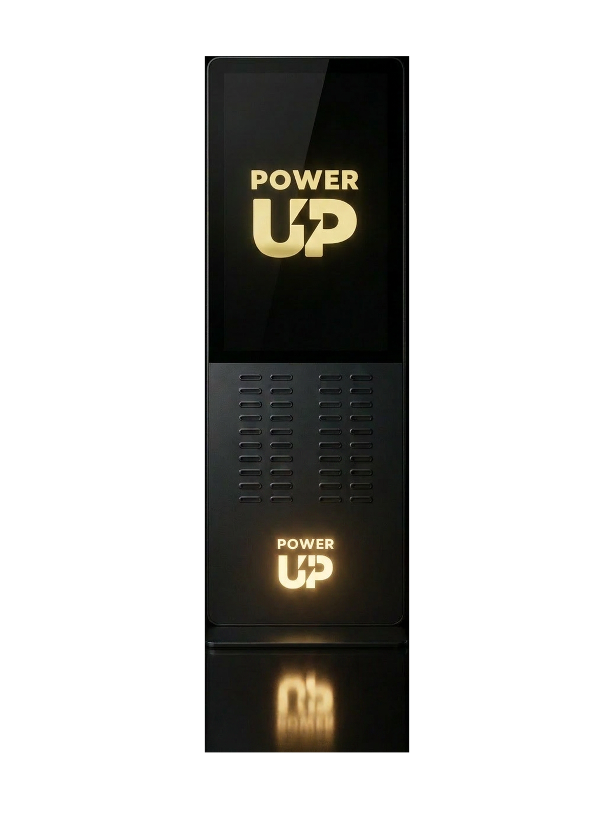 Напольная станция PowerUP с рекламным экраном — продуктовый рендер